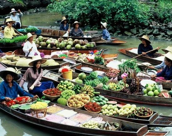 ダムヌンサドゥアック水上マーケット＋スピードボート乗船付き　ココナッツファームお立ち寄り ＋世界遺産アユタヤ遺跡+象乗り体験